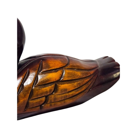 Hand Carved Solid Wooden Duck Figurine Vintage Decor Stained Hunting Rustic - Picture 3 of 13